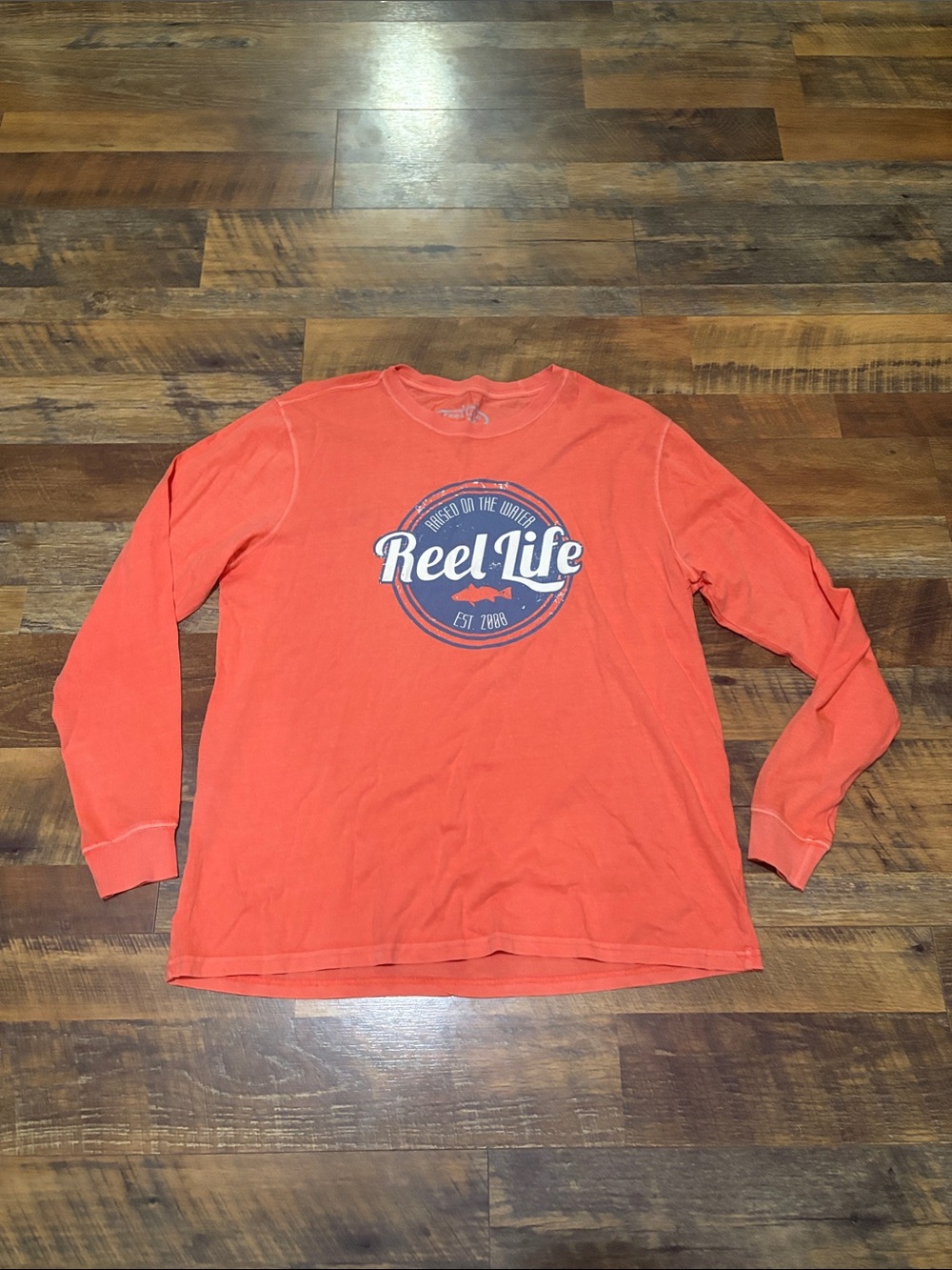 Reel Life Fishing Size L long sleeve coral shirt